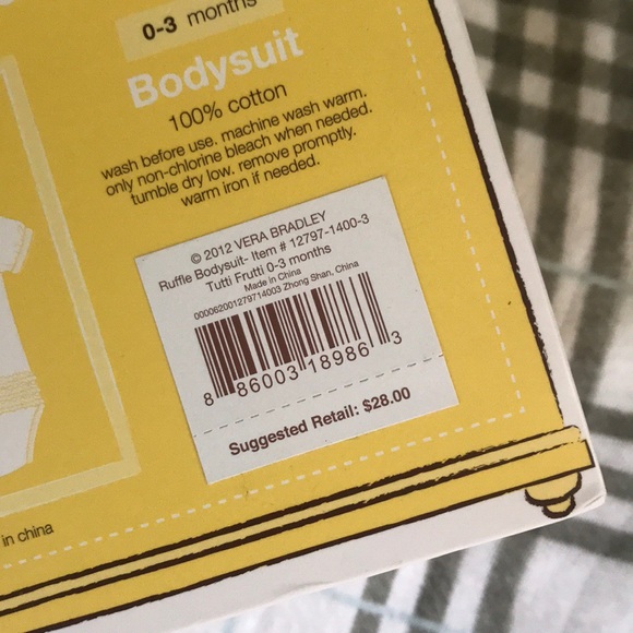 NWT NIB Vera Bradley Tutti Frutti Ruffle Bodysuit - Picture 6 of 6